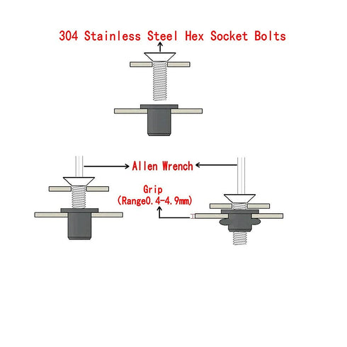 48 Pairs M5 Neoprene Well Nuts Kit with Stainless Steel Crosshead Bolts for Kayak Motorcycle Windscreen Accessories,