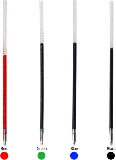 DunBong Ballpoint Pen Refills, 0.5 mm Ink Pen Replace Refills, 10-Pack in Black, Blue, Red, Green