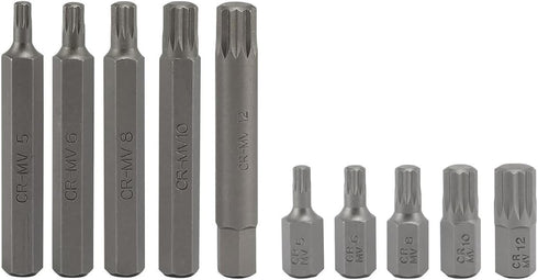 10078A Set 11 12 NEIKO XZN Triple Square Spline Bit Socket | Piece Long and Short | Point | CrV Steel
