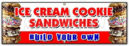 72" ICE Cream Cookie Sandwiches Build Your OWN Banner Sign Sundae soda