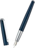 HongDian 525 Dark Blue Fountain Pen, Extra Fine Nib Classic Pen with Metal Case and Refillable Converter