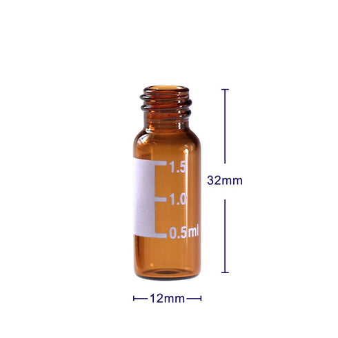 ALWSCI 100 pcs/pk Autosampler Vial, 1.5 ml Chromatography Lab Vial, HPLC LC GC, Amber, 12x32 mm