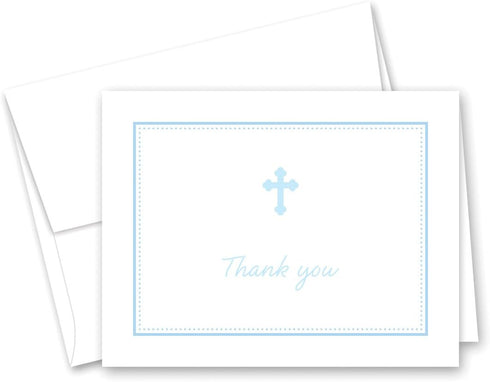 MyExpression.com 50 Cnt Blue Cross Baby Thank You Cards - Boy