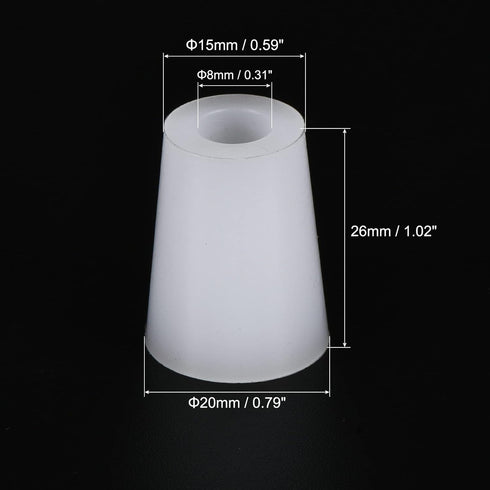 MECCANIXITY Silicone Rubber Tapered Plug 15mm to 20mm with Hole White for Powder Coating, Painting, Anodizing, Plating, Sandblasting, Laboratory Use 2 Pieces