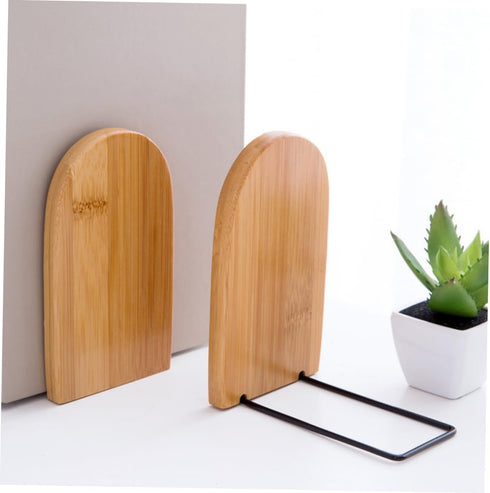 Elegant Bamboo Bookends for Desk - Nature-Inspired Book Organizers