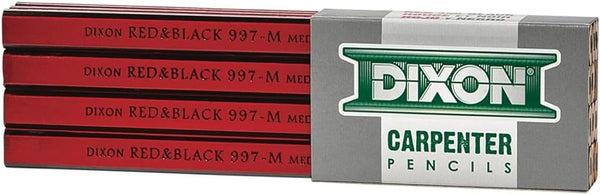 Dixon 19972 Oriole Woodcase Flat Carpenter's Pencil, Medium Red, Dozen