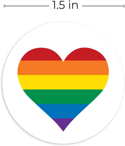 Rainbow Heart Stickers, 500 Colorful Gay Pride Stickers, 1.5" Circle Pride Heart Labels