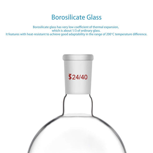 StonyLab 500 ml Short Neck Round Bottom Flask, Borosilicate Glass, 24/40 Joint