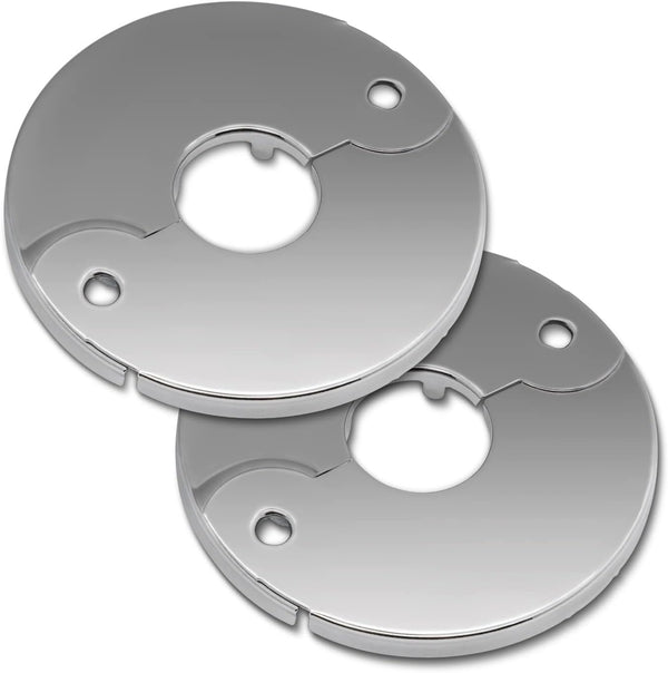 Plumbing Cover Plates, Stainless Split Flange, Hinged Floor and Ceiling Plates for 21mm Dia Pipe, Chrome Finish, 2 PCS