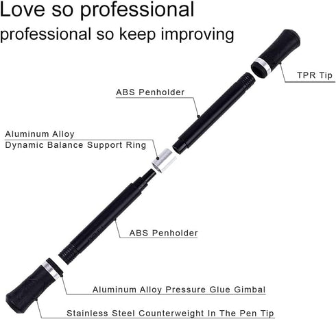 Jowxsx Black Finger Pen Spinning Mod Gaming Spinning Spinning Pen with Weighted Ball Finger Rotating Pen Office