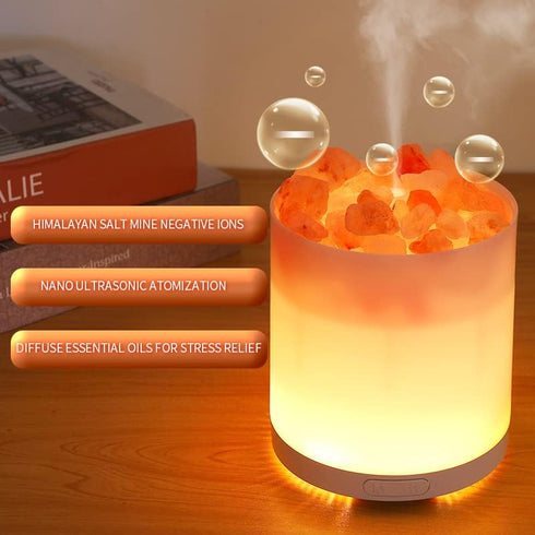 COOZMENT 2-in-1 Interface,7 Himalayan Salt Lamp & Ultrasonic Essential Oil Diffuser, Salt Lamp