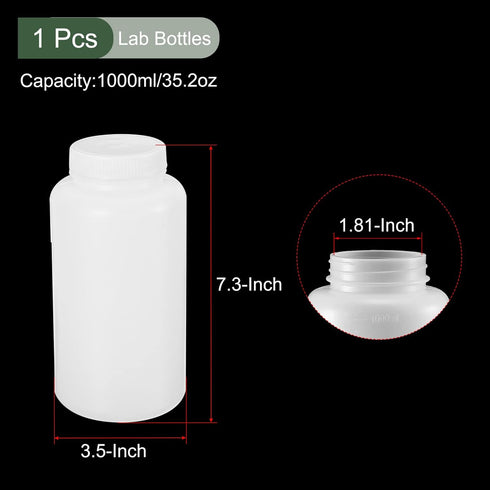 YOKIVE 1 Pcs Chemical Storage Bottle, Plastic Containers with Wide Mouth | Chemistry Reagent Storage, Great for Laboratory, Stores, Factory (White, 1000-ML) by YOKIVE