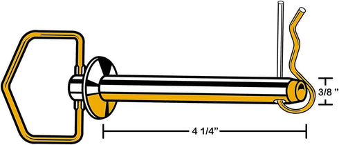014973159511 Swivel Hitch Pin, 3/8 x 4-1/4-Inch, Yellow Tint