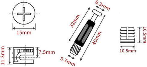 30 Packs Furniture Board Cam Fitting with Dowel and Pre-Inserted Nut, Cam Lock Nuts for Cabinet Drawer Dresser and Wardrobe Furniture Panel Connecting, CLN-01P by Rowland Harbor