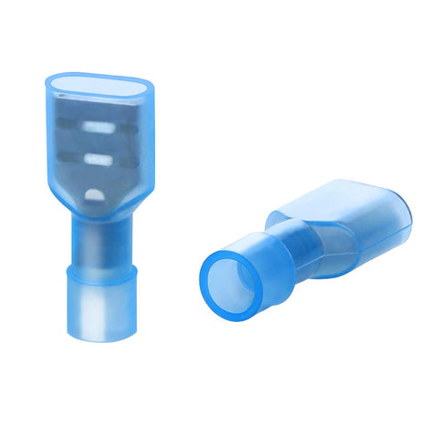 AIRIC Blue Female Spade Connector 16-14 AWG, 100 pcs Nylon Electrical Crimps for Automotive Wiring