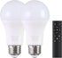 A19 LED Light Bulbs with Remote Control, 1100LM, 12W (80W Equivalent), Stepless Dimmable 3000K-6000K, 2 Bulb & 1 Remote