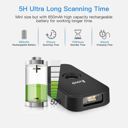 Eyoyo Mini 1D Bluetooth Barcode Scanner - 3-in-1 Bluetooth & USB Wired & 2.4G Wireless Barcode Reader for Windows,