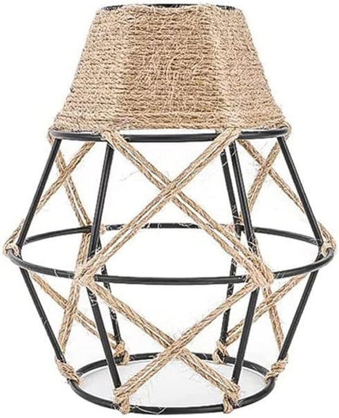EcoGehen Bulb Vintage Boho Lamp Shades Rustic Industrial Woven Pendant Light Wall Sconces Lampshade Metal Guard Cage