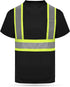 HYCOPROT High Vis Reflective T Shirt, Short Sleeve Safety Mesh Quick Dry Shirts (Black, Large)