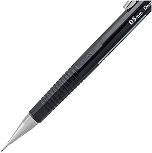 Pentel Sharp Mechanical Pencil, Pack of 5 Black Mechanical Pencils 0.5 mm