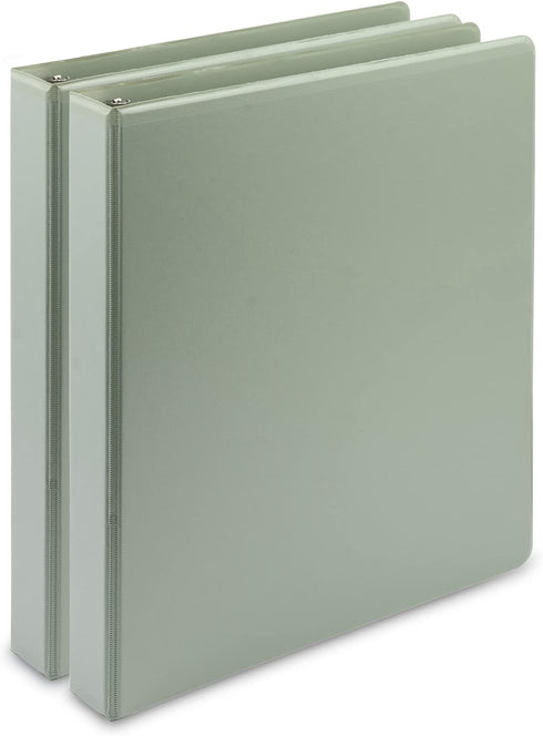 Samsill Plant-Based 1 Inch Durable D-Ring View Binder, Eco-Friendly, USDA Certified Biobased, 2 Pack, Sage Green
