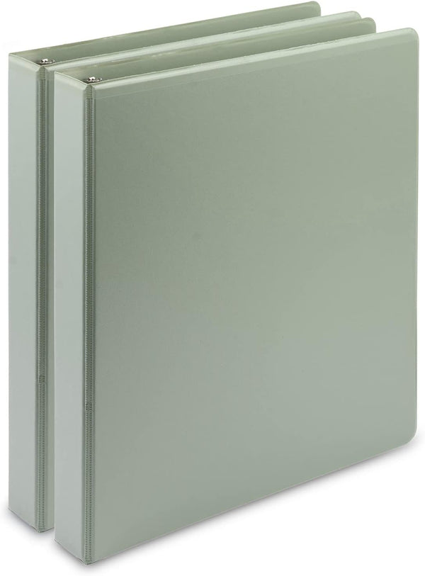 Samsill Plant-Based 1 Inch Durable D-Ring View Binder, Eco-Friendly, USDA Certified Biobased, 2 Pack, Sage Green