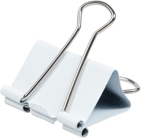 JAM PAPER Colorful Binder Clips, Large, 1 1/2 Inch (41 mm), White, 12/Pack