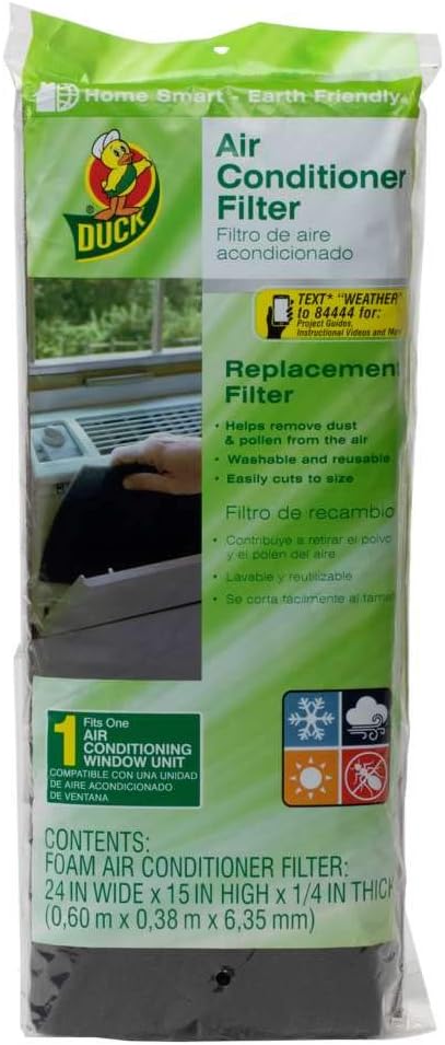 Duck Brand 1285234 Replacement Air Conditioner Foam Filter, 24-Inch x 15-Inch x 1/4-Inch, 1-Pack