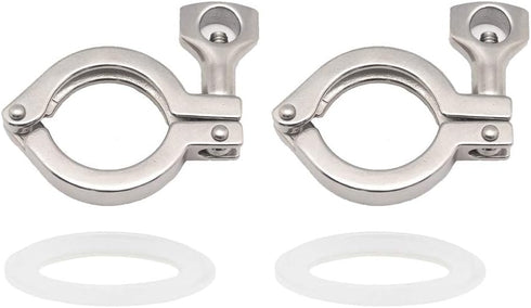 Beduan 1.5" Sanitary Tri Clamp, 304 Stainless Steel Heavy Duty Clover with Wing Nut, Pack of 2