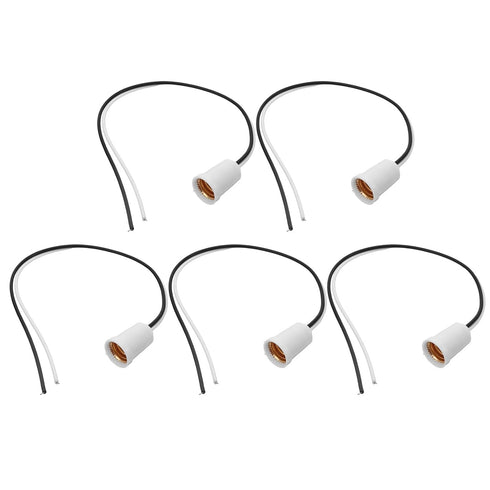 5Pcs E12 Bulb OSALADI Screw Light Socket with Cord - White Holder Base for Hanging Pendant Lamps Indoor Office
