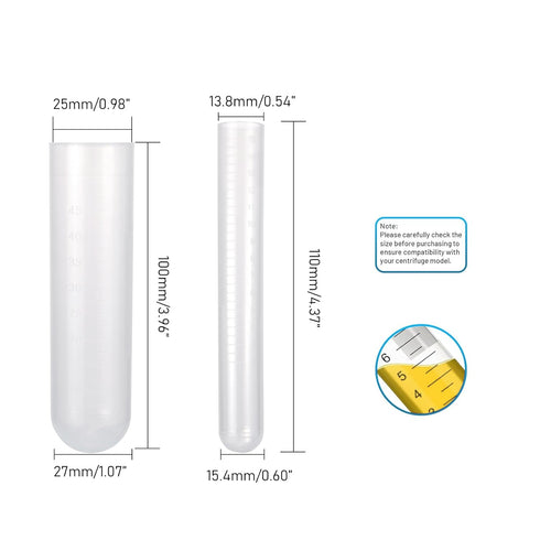 jiwu 28 pcs Centrifuge Tubes, 1/2 oz Test Tubes with Caps and Rack (10 * 50 ml and 18 * 15 ml)