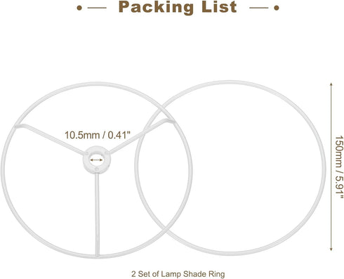 6 Inch 2 Set PATIKIL Lamp Shade Ring, Metal Lamp Shade Frame Wire Lampshade Frame DIY Drum Strong Ring Lampshade Holder