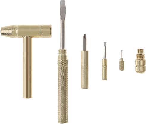 6 in 1 Mini Multifunction Copper Hammer & Screwdriver Hand Tools, Detachable Screwdriver for Watchmaker Jewelers