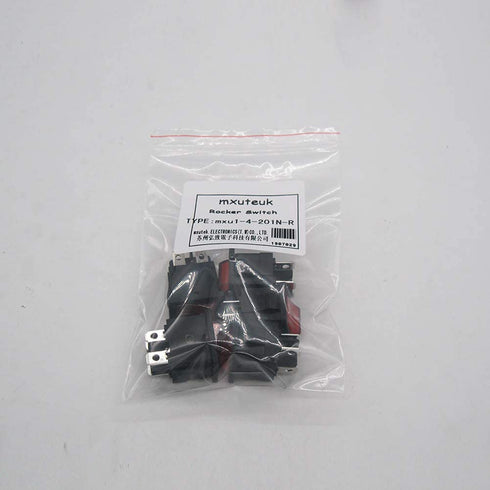 mxuteuk 5pcs Mini Rocker Switch Illuminated Snap-in DPST Toggle Power ON-Off Switch, 4 Pin Red Light