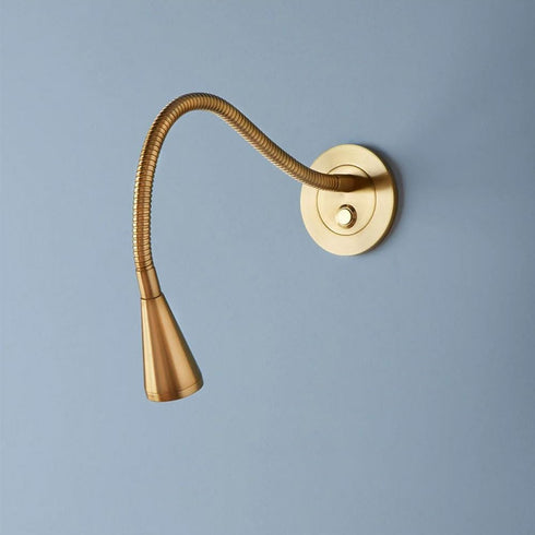 OUZVI 3000K 3000K Gold Wall Mount Reading Light LED Bedside Flexible Gooseneck Wall Sconce with Push Switch, Modern