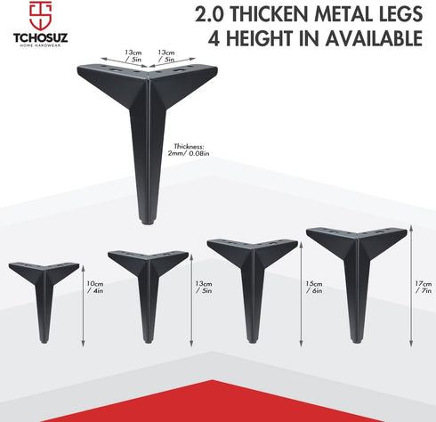 TCHOSUZ 6 Inch 15cm Set 4 4 / Metal Furniture Legs, of Heavy Duty Modern Diamond Triangle Table Desk Chair Sofa Legs