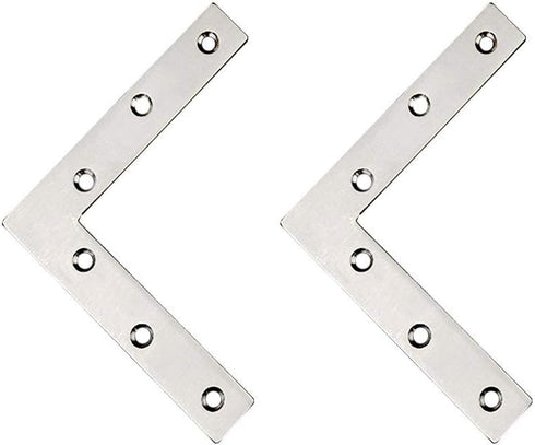 Tiberham Flat L Shaped Corner Bracket, 2Pcs 120 x 120 mm Stainless Steel