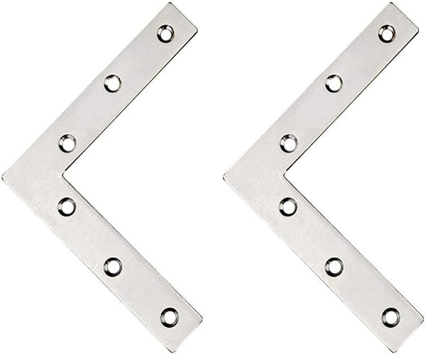 Tiberham Flat L Shaped Corner Bracket, 2Pcs 120 x 120 mm Stainless Steel