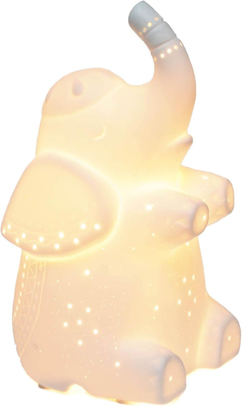 Simple Designs LT3337-WHT White Porcelain Fun Shaped Sitting Night Light Table Lamp, Elephant by Simple Designs