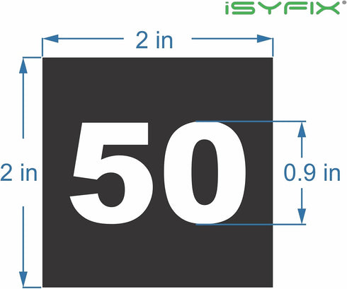 iSYFIX Black Consecutive Number Stickers – 1 to 50, 2-inch Vinyl Self Adhesive Premium Decal for Inventory, Storage,