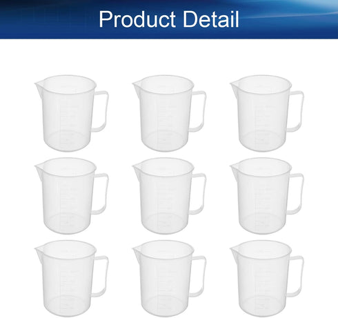 Bettomshin 9Pcs 500ml Metric Straight Shape Plastic Beaker, Graduated Liquid Measuring Cups for Lab