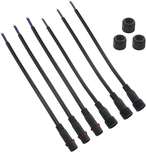 WMYCONGCONG 6 Pairs 2 Pin Electrical Connector - 16AWG IP65 Male Female LED Connector Extension Cable for Car Truck Boat