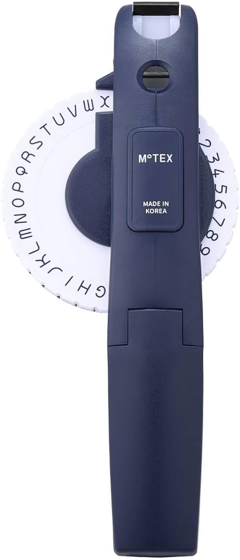 Motex Embossing Label Maker - Old School Manual Labeling Tool, E-404 (Dark Blue)