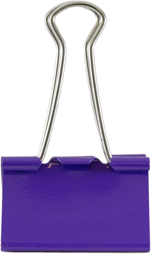 JAM PAPER Colorful Binder Clips, Large, 1 1/2 Inch (41 mm), Purple Binderclips, 12/Pack