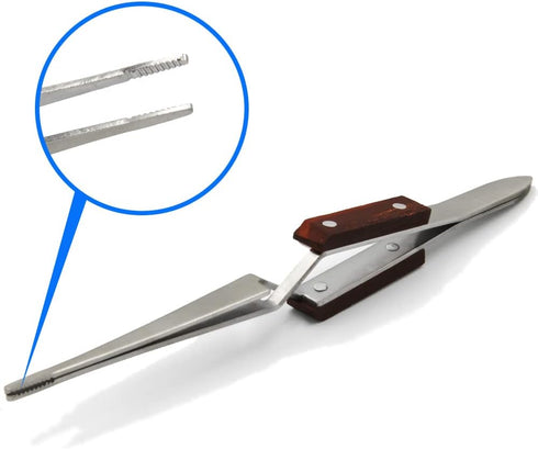 MMOBIEL Industrial Precision Fiber Grip Soldering Tweezer, Stainless Steel Cross Locking Tip for Electronics Repair