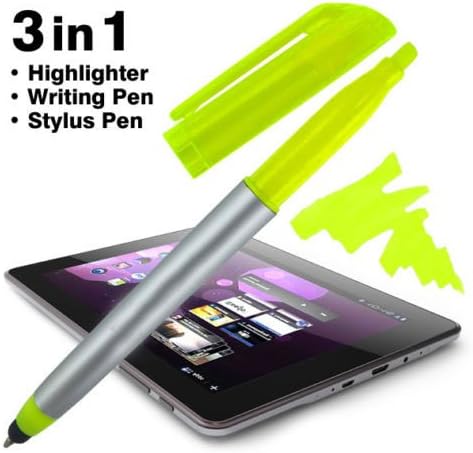 Stylus Ballpoint Pen with Highlighter Tips - 3-in-1 Stylus for Touchscreens, Pack of 10