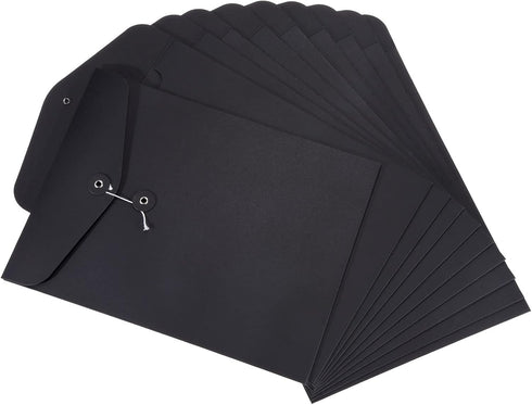 PATIKIL String File Folders, 10 Pack A4 Size Document Organizer Holder Filing Envelopes for Office, Black