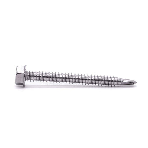 #14 x 4" Hex Washer Head Self Drilling Screws, 25 PCS, Self Tapping Sheet Metal Tek Screws, 410 Stainless Steel