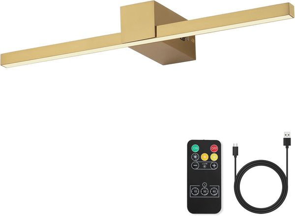 Brass Battery Operated Picture Light with Remote,Wireless Gallery Lights Brass 15.7 inch