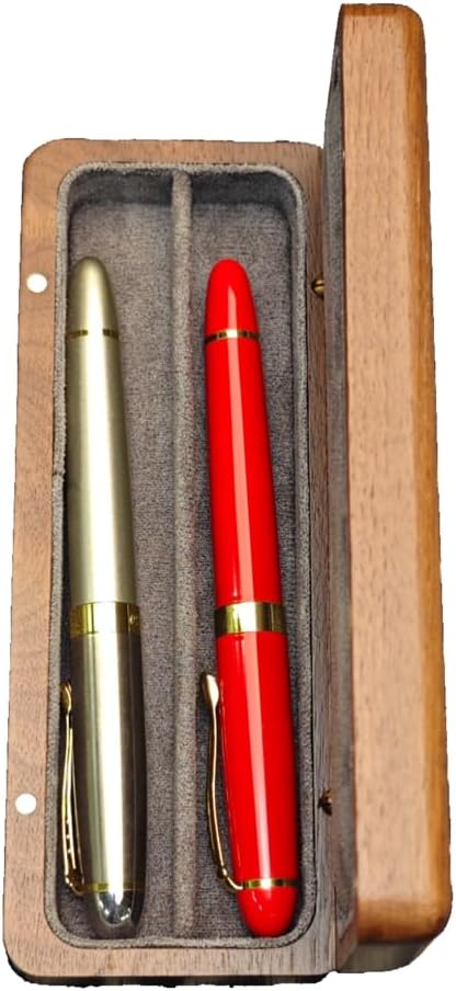 SOLYUJ 2Slots Fountain Pen Collector Organizer - Handmade Pen Case Walnut Wood Pen Protective Sleeve Cover Pen Storage
